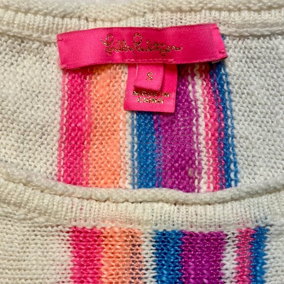 Lilly Pulitzer Rozalia Striped Cotton Beach Sweater Side Tassel-Embellished EUC - Picture 11 of 16